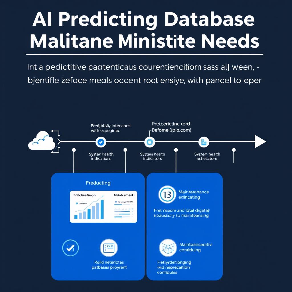 AI predicting database maintenance needs with timeline showing preventative actions before potential failures