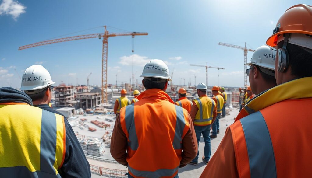 Construction site using RFID worker tracking for safety management Construction site using RFID worker tracking for safety management