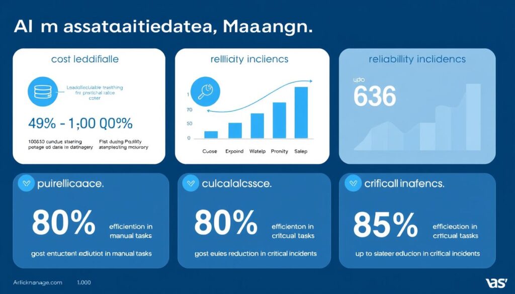 Graph showing business benefits of AI in database management with metrics for cost reduction, efficiency gains, and reliability improvements