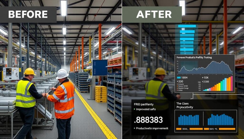 Manufacturing facility using RFID based employee tracking system Manufacturing facility using RFID based employee tracking system