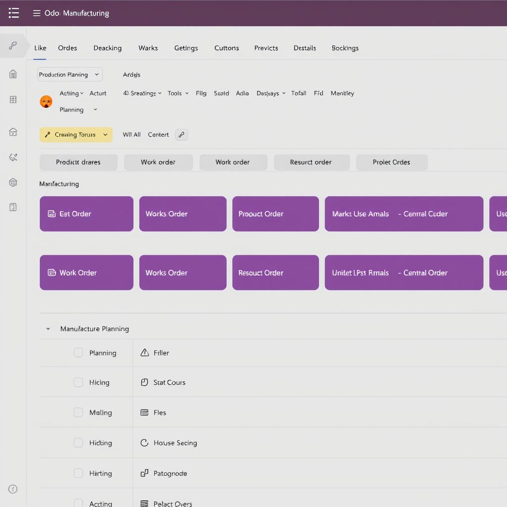 Odoo Manufacturing module showing production planning Odoo Manufacturing module showing production planning
