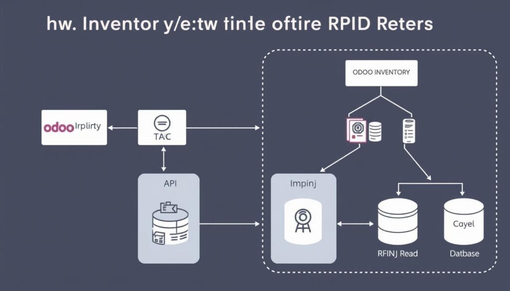 Technical diagram of Odoo Inventory with Impinj RFID Readers integration architecture Technical diagram of Odoo Inventory with Impinj RFID Readers integration architecture